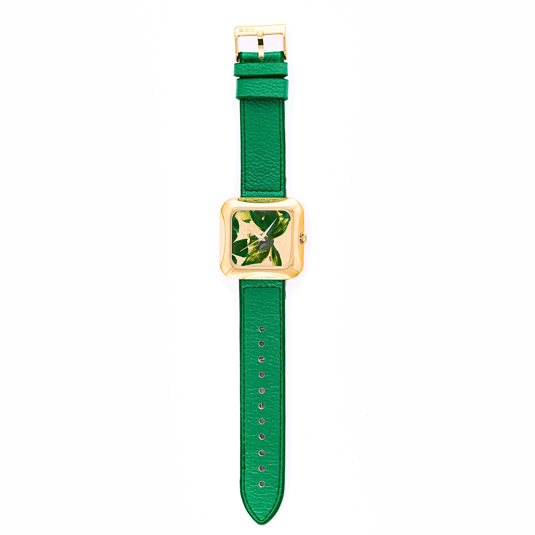 THE 15TH MOMENT GOLD GREEN FLOWERS GREEN