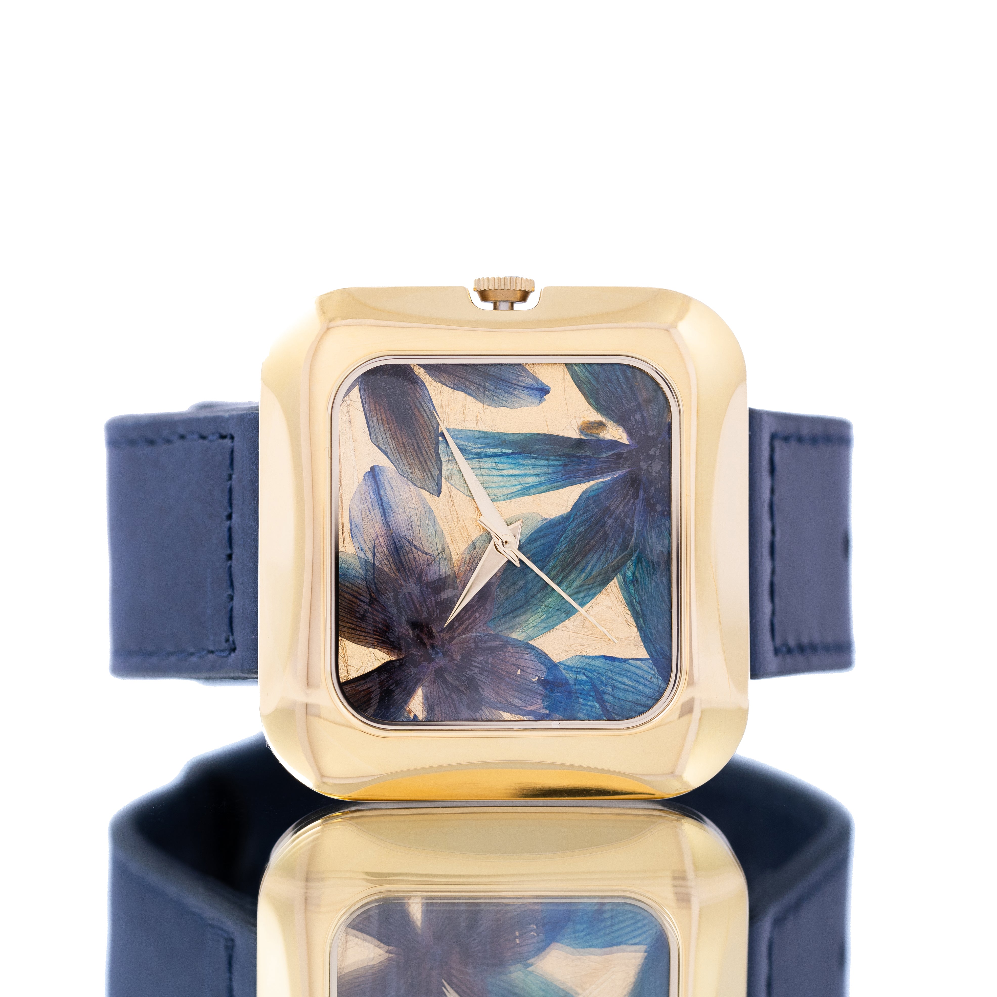 THE 15TH MOMENT GOLD BLUE FLOWERS NAVY