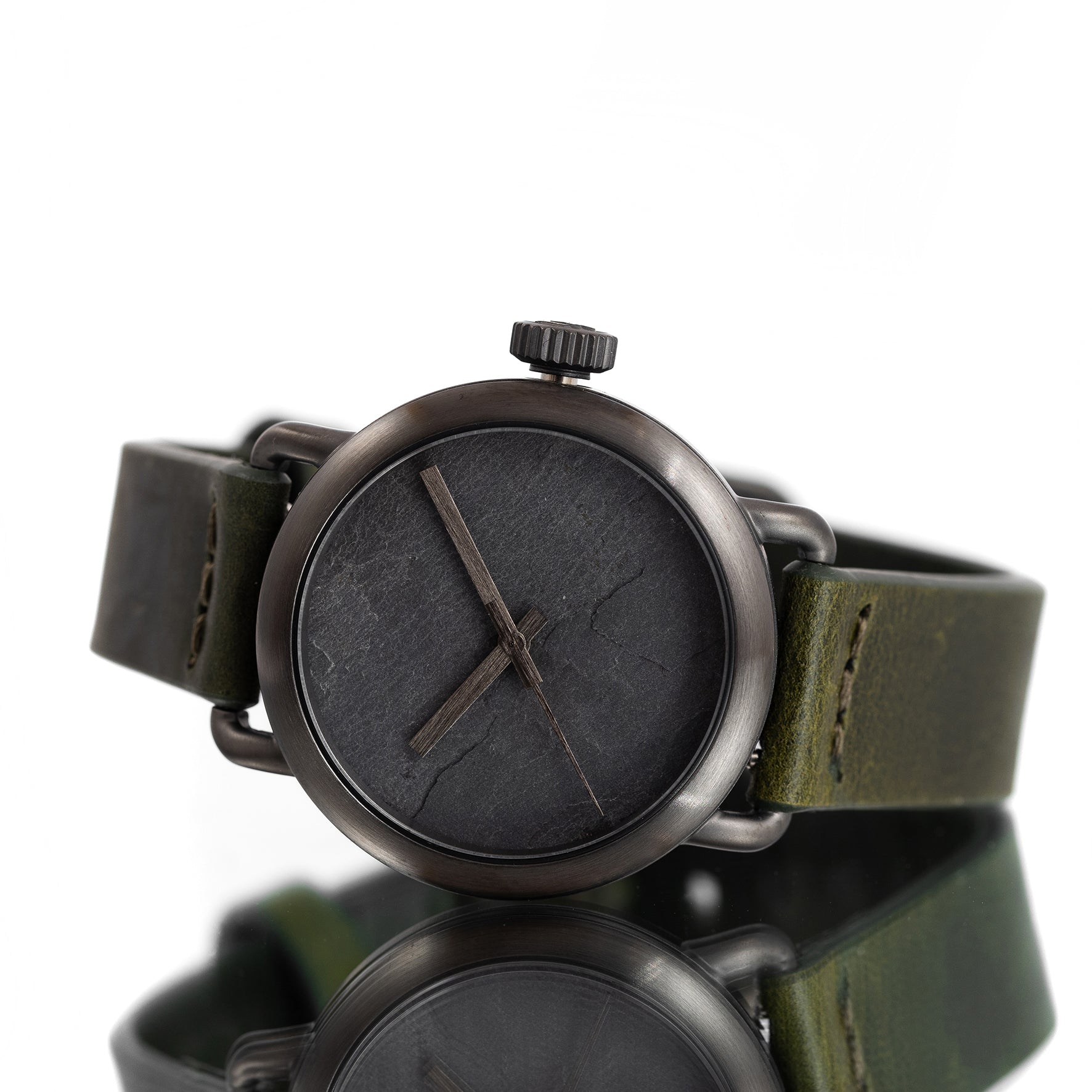ROUND WATCH 02 GUN STONE ARMY GREEN