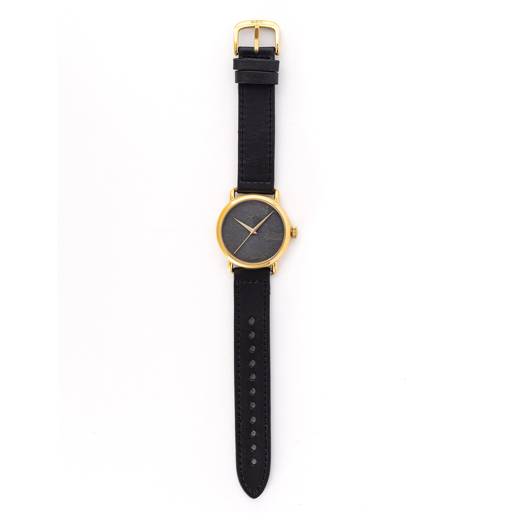 ROUND WATCH 01 GOLD STONE BLACK