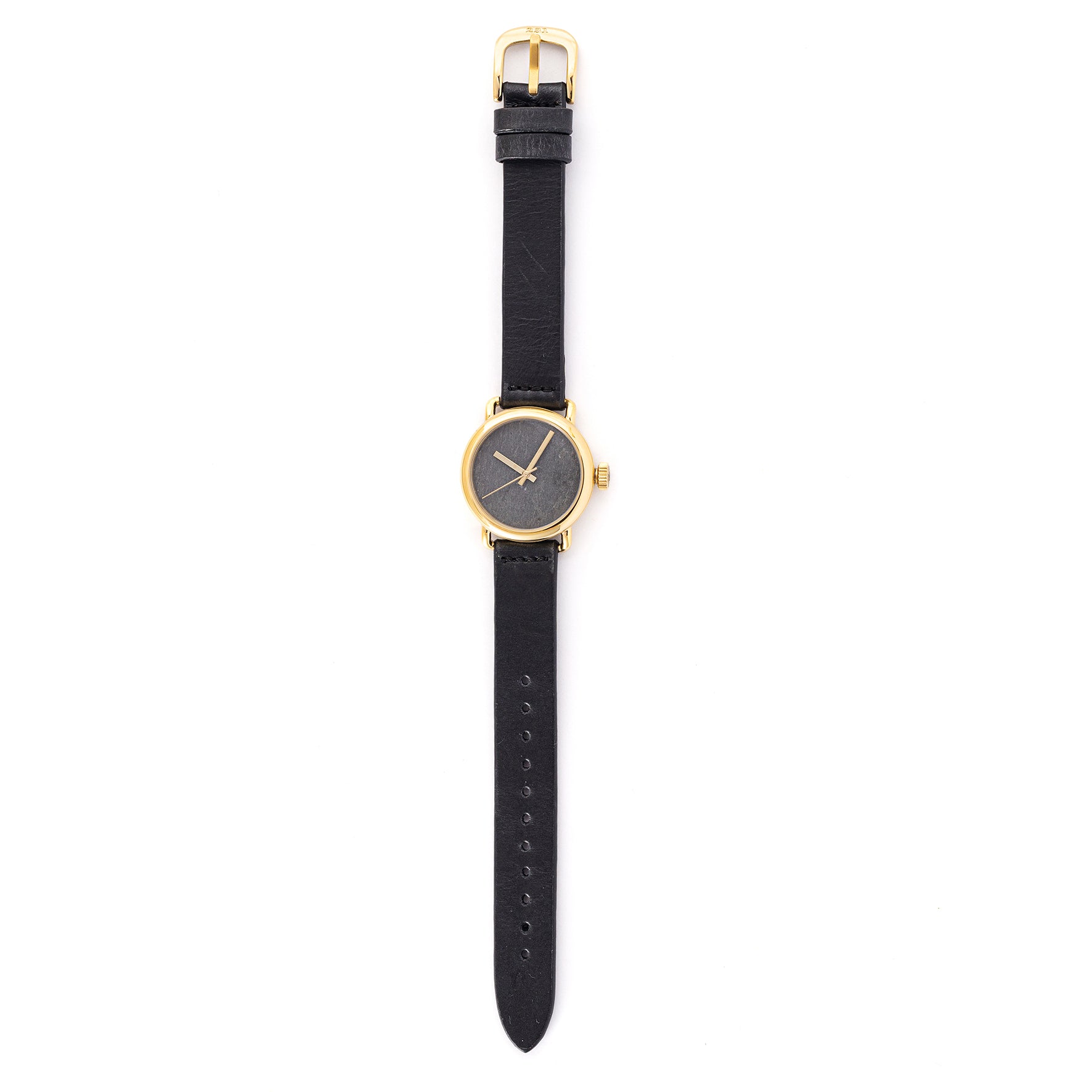 ROUND WATCH 02 GOLD STONE BLACK