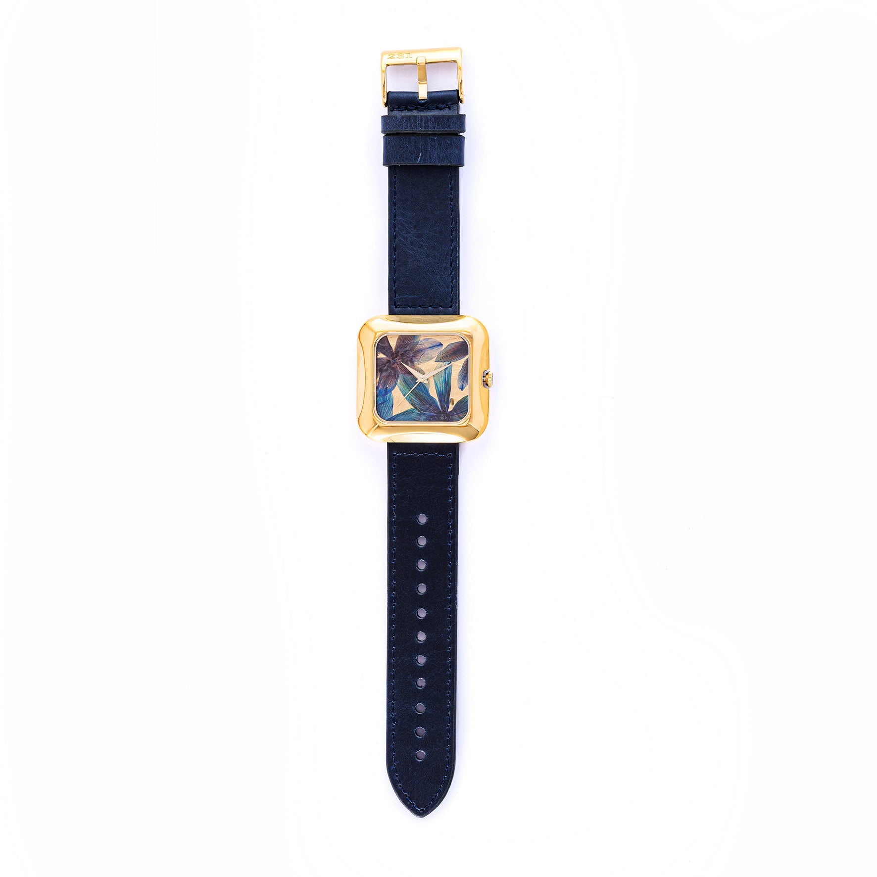 THE 15TH MOMENT GOLD BLUE FLOWERS NAVY