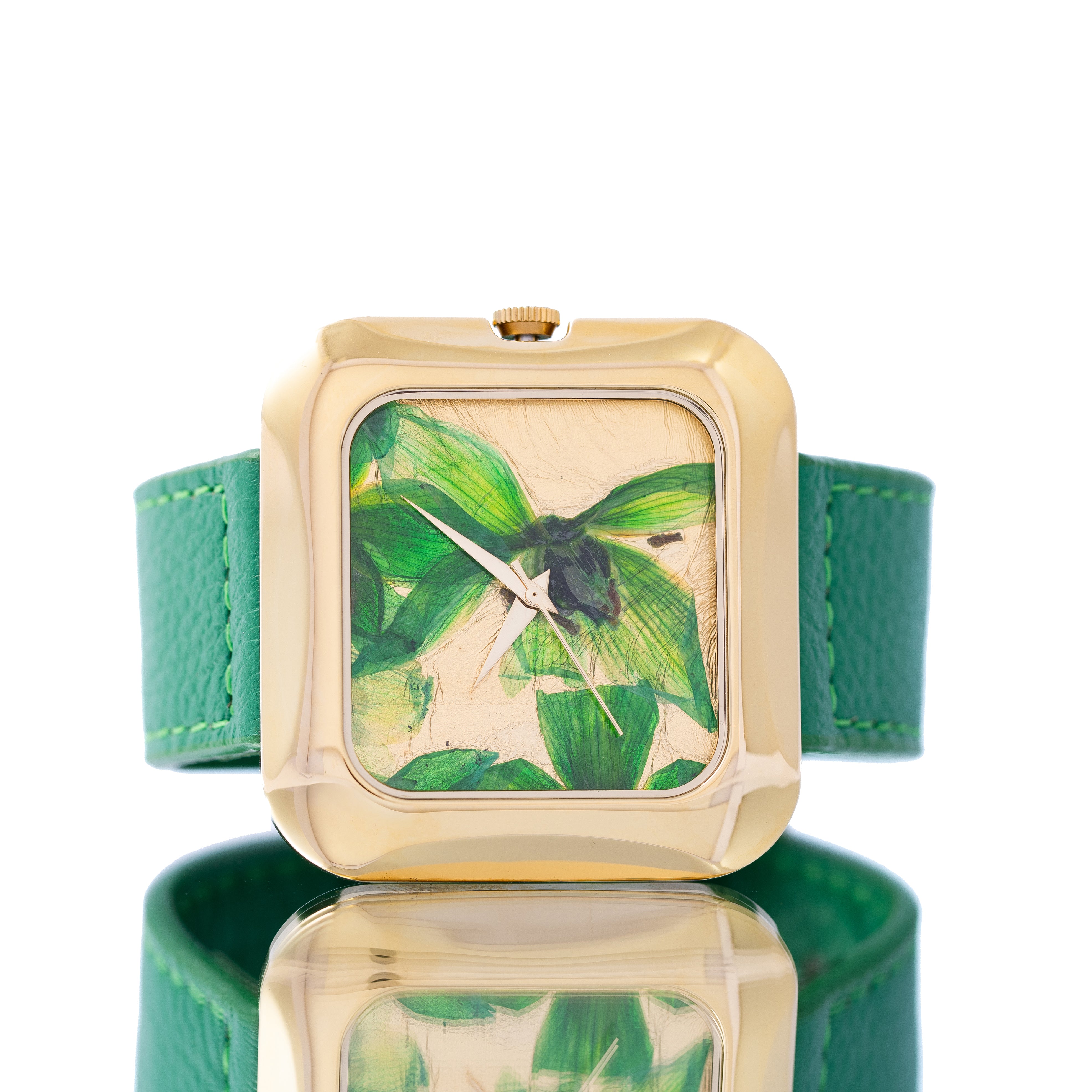 THE 15TH MOMENT GOLD GREEN FLOWERS GREEN