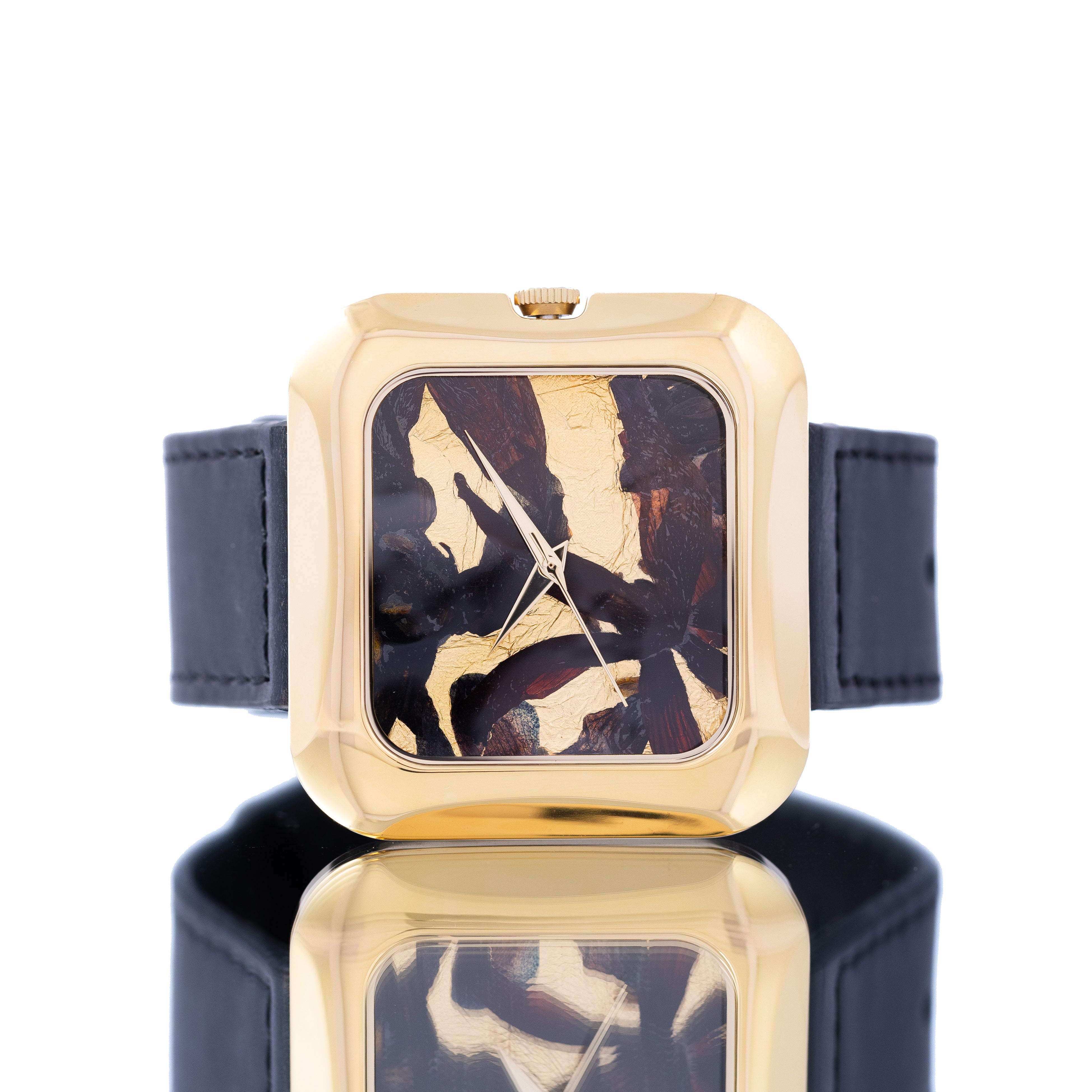 THE 15TH MOMENT GOLD BLACK FLOWERS NAVY