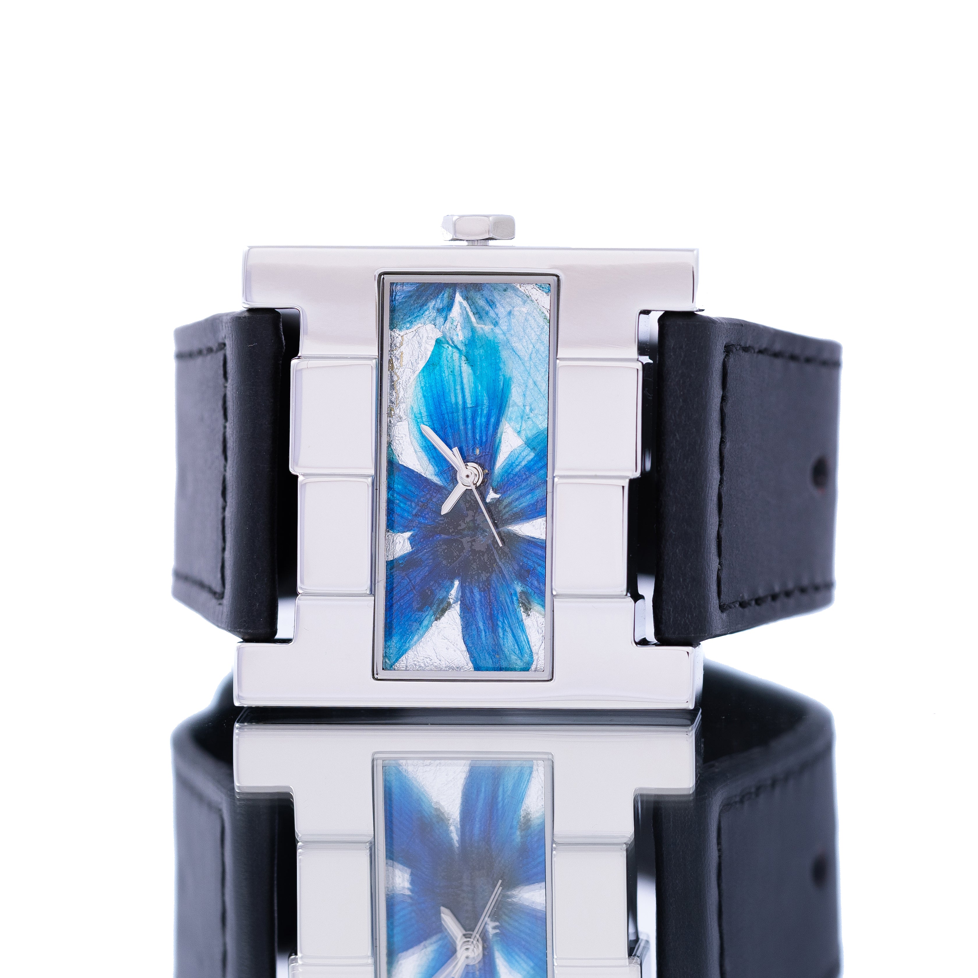 THE ASCENT SILVER BLUE FLOWERS BLACK