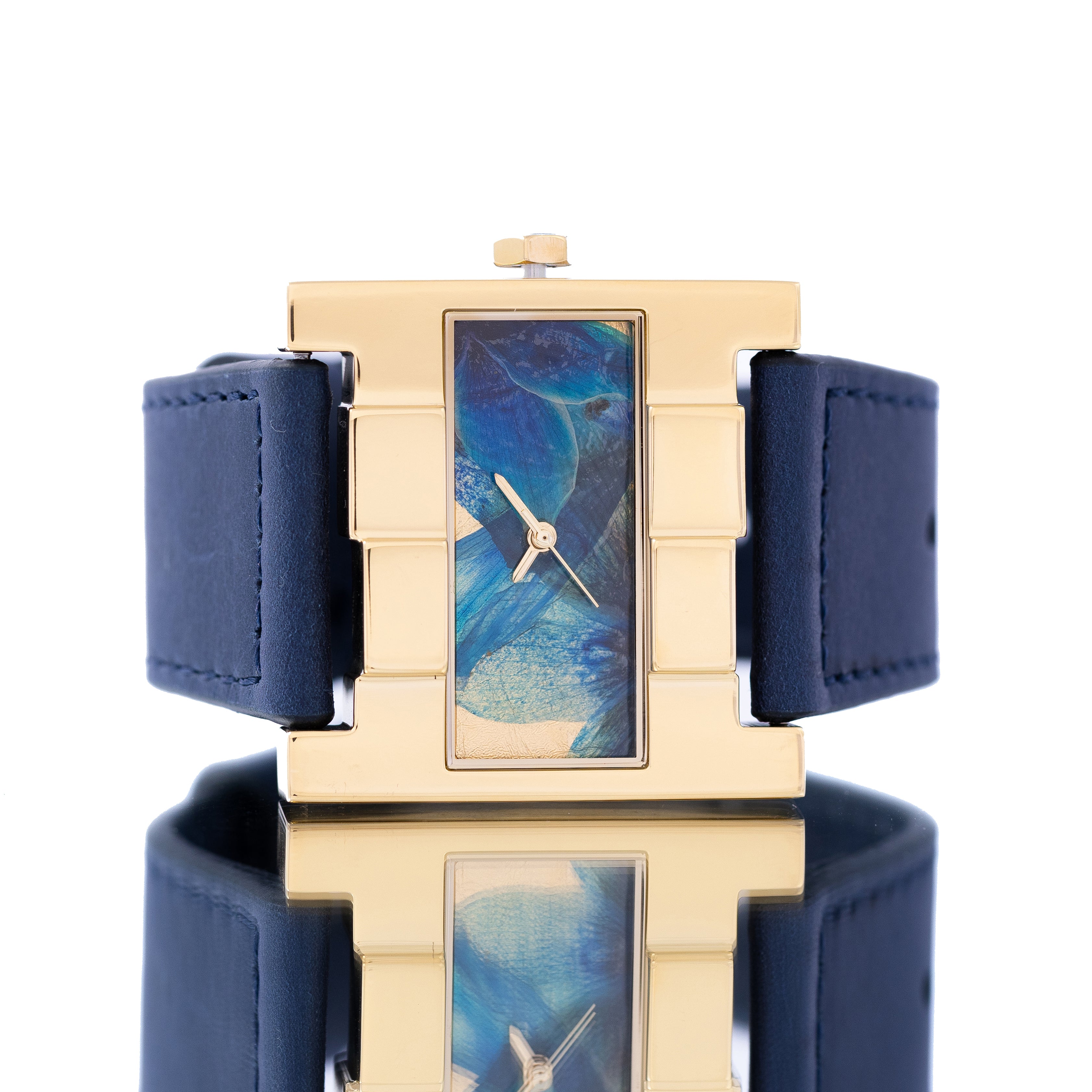 THE ASCENT GOLD BLUE FLOWERS NAVY