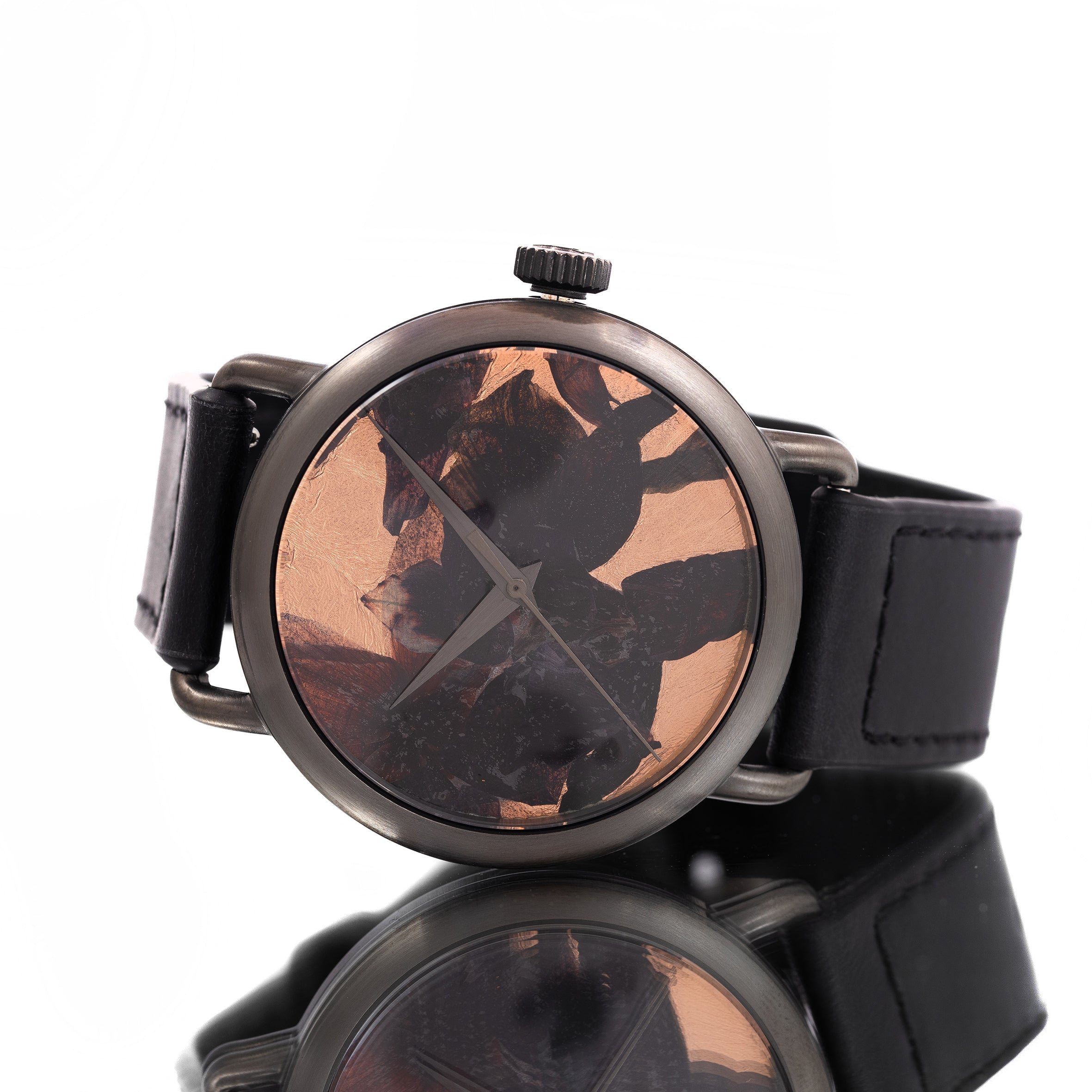 ROUND WATCH 01 GUN BLACK COOPER FLOWERS BLACK