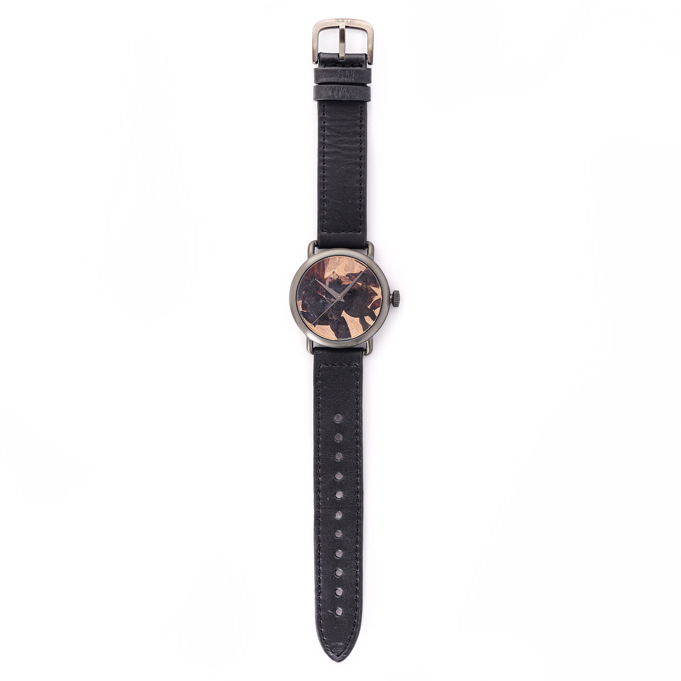 ROUND WATCH 01 GUN BLACK COOPER FLOWERS BLACK