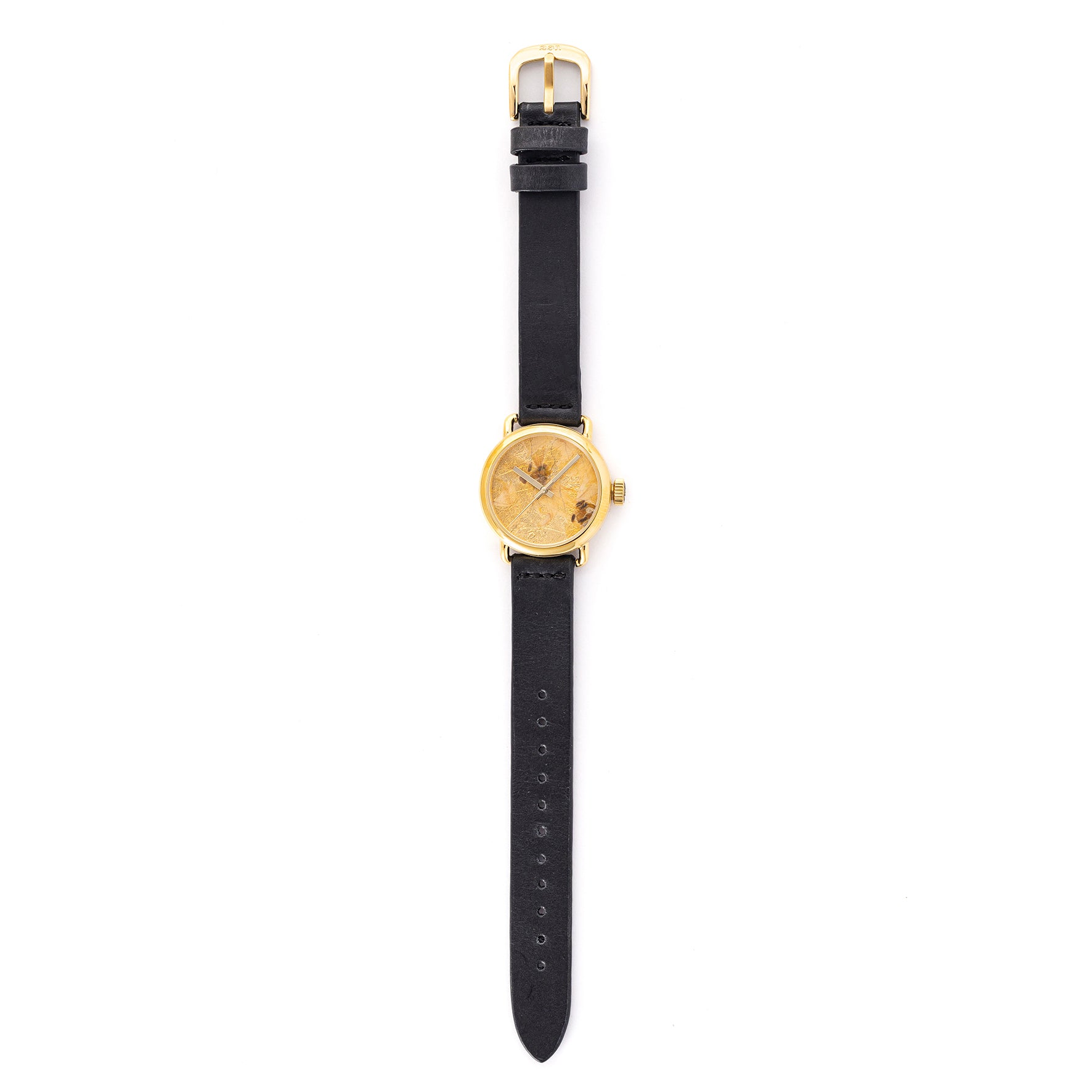 ROUND WATCH 02 GOLD FLOWERS BLACK